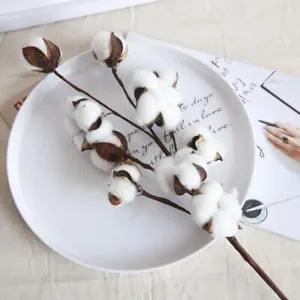 Decorative Dried Cotton Flowers White Home Ornament Flowers Branch Decor...