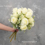 7 Heads Rose Bouquet | Artificial Flower | DIY Floral | Wedding/Occasion/Home Decoration | Gifts - White