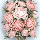 Home decor soap pink peonies bouquet Bouquet of handmade flowers decor the living room Gift for home decor for mom Solid wood decor for home