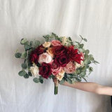 Burgundy bridal bouquet, burgundy dusty rose  bridesmaids bouquets, deep red bouquets, fake burgundy bouquet, Wedding bouquet