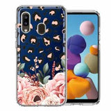 For Samsung Galaxy A20 Classy Peach Peony Rose Flowers Leopard Case