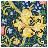 William Morris Blue Lily Flower Design Counted Cross Stitch Pattern
