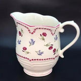 Vintage R. B. Bernarda Portugal Pitcher Water Vessel Floral Carnation Tulip Trim