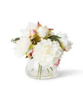 Elme Living 29cm Plastic Peony Juliana Bouquet in Alli Artificial Plant White