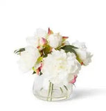 Elme Living 29cm Plastic Peony Juliana Bouquet in Alli Artificial Plant White