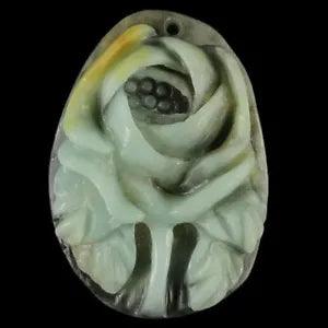 BG03206# Hand Carved Cameo Unique Peony Flower Amazonite Pendant Bead Gemstone