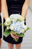 Blue Hydrangea and White Rose Bouquet Flower Delivery