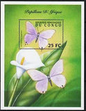 Congo 2001 Butterfly Butterflies Insects Calla Lily Flowers Farfalle m/s MNH