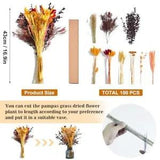 100PCS Dried Flowers Fall Decorations for Home, Orange Pampas Grass Decor and