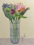 COLORED PENCIL drawing  original flowers in vase