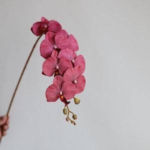 35" Fake Orchids in Burgundy, Artificial Phalaenopsis Orchids Stem, DIY Office/Wedding/Home/Holiday/Kitchen Decorations, Mum Gifts for Her