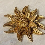 Large Vintage Sunflower Brooch, Vintage Brooch, Vintage Pin, Lapel Pin, Gold Tone Jewelry, Gift for Her, Mothers Day Gift, Vintage Jewelry