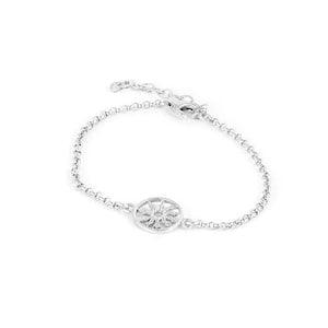 Silver Sunflower Bracelet - Basque Jewelry - Silver and cotton cord Bracelet - Moms Gift - EGUZKILORE Euskal Bitxiak - Basque Sun Flower