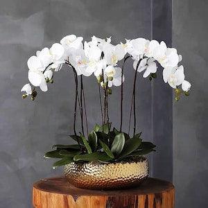 VICKY YAO Faux Floral - Exclusive Design Handmade Real Touch Luxury Silk Flowers Artificial Orchid Pot Flower Arrangement best friend gifts
