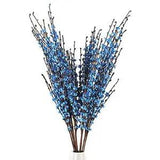 10Pcs 29.5" Long Artificial Flower Winter Jasmine Folk Pip Berry Plant Dry Blue