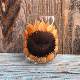 Hand painted Sunflower Wine glasses, tumblers. Flower gift for Mother's Day, Birthdays, Teacher's gifts and wine lovers.