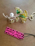 Betsey Betsy Johnson Yellow Lily Flower Tulip w/ Pearl Pendant Chain Necklace