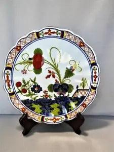 BOTTEGA GATTI FAENZA SIGNED GARAFANO BLUE CARNATION SALAD PLATE ITALY CS166A