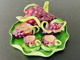 RARE 10PC VTG CHILDS BONE CHINA FAIRY GARDEN GRAPES ON LILY PADS POSEY TEA SET