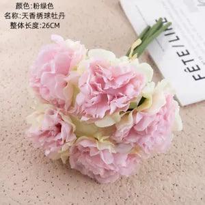 Simulated sales of peony flowers for home decoration and wedding holding flowers