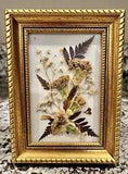 Vintage Small Gold Framed Pressed Flowers Floral Art 5-3/4??? x 7-3/4??? S.C. Nelson