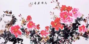 ORIGINAL ASIAN ART CHINESE FAMOUS WATERCOLOR PAINTING-Wonderful Peony flower