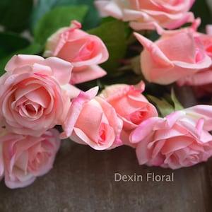 17" Real Touch Pink Artificial Open Roses/Buds, DIY Florals | Wedding/Home/Kitchen Decoration | Gifts, DIY Bouquets/Centerpiece