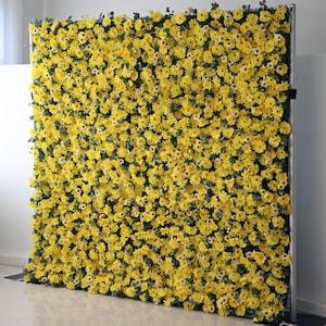 Little Sunflower Artificia Flower wall Roll Up Hanging Fabric Cloth Yellow Floral Wall for Wedding Home Shop Party BabyShower Decor backdrop