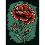 Carnation Flower Old School Tattoo Americana 50s Huge Wall Art Print 18X24 In