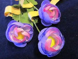 Vintage Millinery Flower Ranunculus 1.5" Purple 3pc Lot for Hat + Hair Y170
