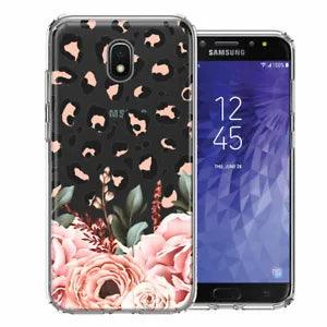 For Samsung Galaxy J3 Express Classy Peach Peony Rose Flowers Leopard Case