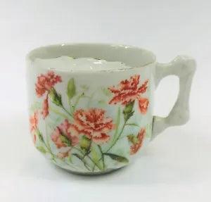 Antique KPM Mustache Tea Cup Berlin Germany Carnation Flower Gold Trim