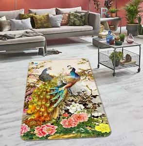 3D Peacock Peony Flower NAO11226 Game Rug Mat Elegant Photo Carpet Mat Fay