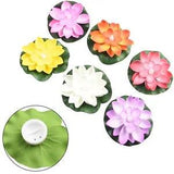 6X LED Fake Water Lily Lotus-Leaf Flowers Floating Pool Light Artificial Plants