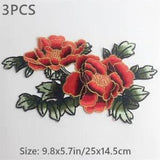 3X DIY Costume Cheongsam Appliques Patch Embroidery Peony Sewing Trimming Craft