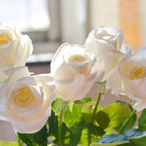 Real touch white rose. Rayon flowers for wedding and table decoration. wedding bouquet. Bridesmaid gift.