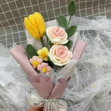 Crochet Flower,Tulip Bouquet Bundle Wedding Engagement Arrangement Anniversary Gift,Mother's Day gift,Mixed bouquet
