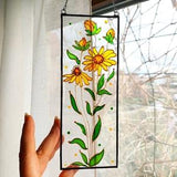 Sunflowers Stained Glass Window Hanging. Hand Painting Sunflowers Sun catchers. Colorful Suncatcher. Gift for sunflower lovers. Gift for Mom