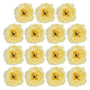 15Pcs Artificial Flower Head Fake Flowers Heads Bulk Silk Peony Heads Lemon