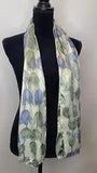 Scarf Blue Green Tulip Carnation Floral 59" x 13" Long