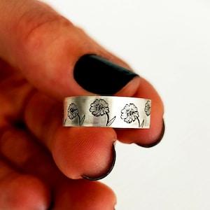Sunflower Ring, Sunflower Engagement Ring, Sunflower Signet Ring, Sunflower Art, Personalized Band Ring, Floral Band Ring,Sunflower Jewerlry