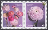 RANUNCULUS - PERSIAN BUTTERCUP = se-tenant pair from S/S Canada 2023 MNH