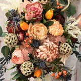 Hedgerow Bounty Berries Chrysanthemum Rose Thistle, Burgundy/Peach Wedding Flowers/Bridal Bouquet/Bridesmaid/Buttonholes/Corsage/Boutonniere