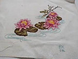 Stamped Cross Stitch Completed Flower Lily Pads Water Sewing Craft