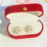 Cute Zircon Filled Sunflower Stud Earrings, Gold Sunflower Earrings, Aesthetic Flower Stud Earrings, Birth Flower Earrings, Christmas Gifts