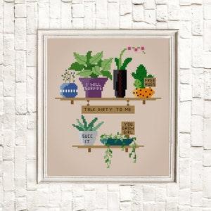 Punny Plants Snarky Cross Stitch Pattern