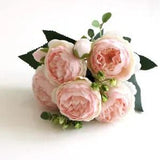 5 Heads Fake Peonies Faux Silk Flower Vintage Artificial Peony Flowers