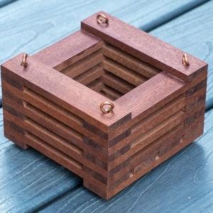 126. Salvaged Sapele Wood Hanging Basket Planter for Orchids, Bromeliads, Ferns, Cacti, Other Epiphytes and Succulents