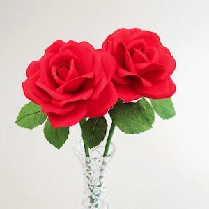 Red Paper Cotton Anniversary Rose Bouquet / 2 Cotton Rose Cotton Anniversary Gift for Her / Unique Red Rose Bouquet for 2nd Anniversary Gift
