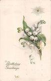 Lovely Lily of the Valley on Old Birthday Postcard - S.49